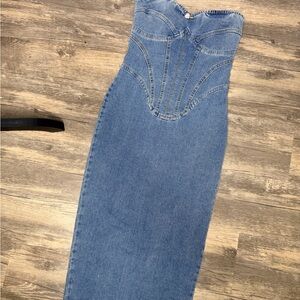 Fashion Nova Blue High-Rise Denim Dress